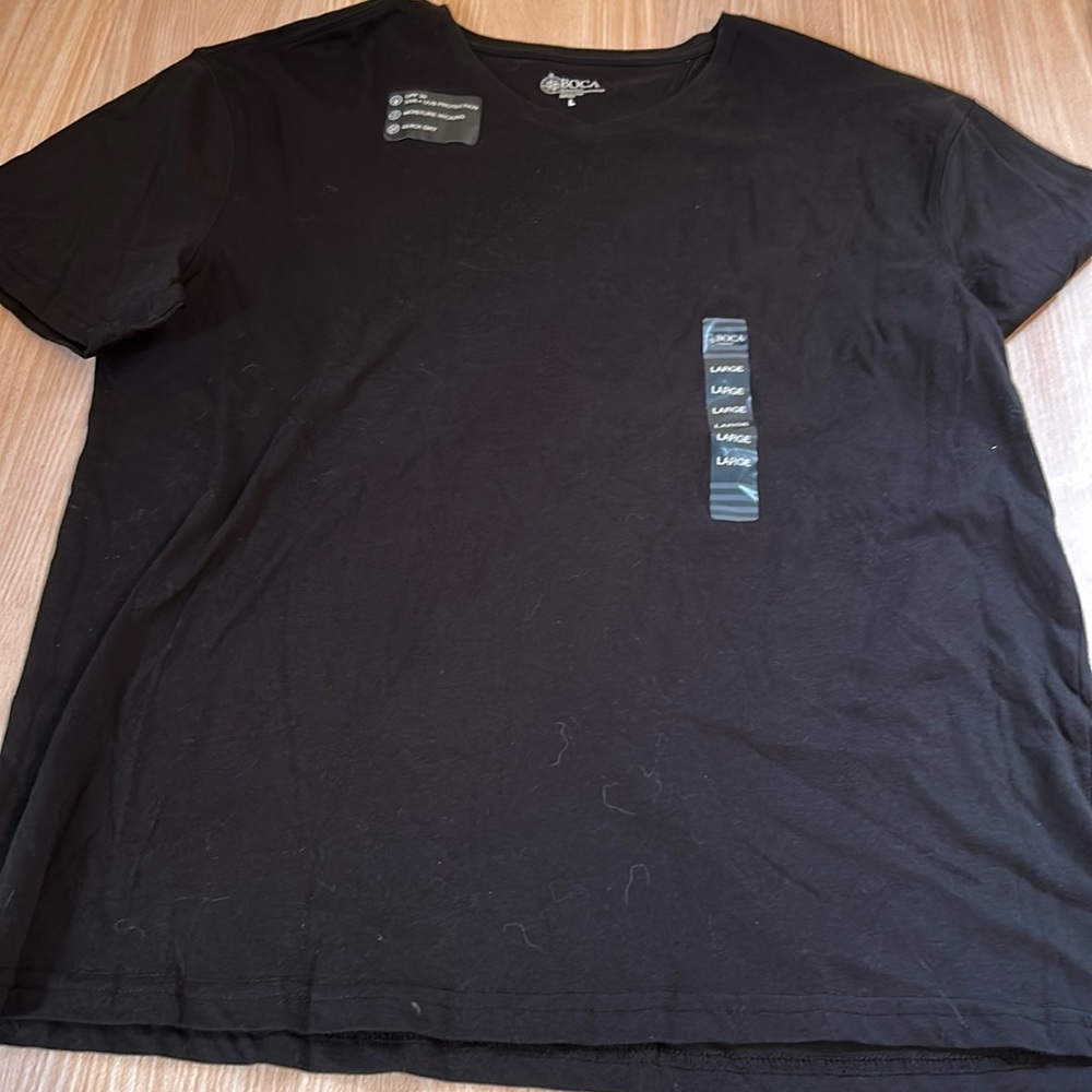 Boca tee shirt black size L NWT moisture wicking quick dry UVA & UVB protection